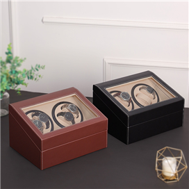 Leather Watch Box 4+6 Automatic Watch Winder with Watch Storage for 10 watches